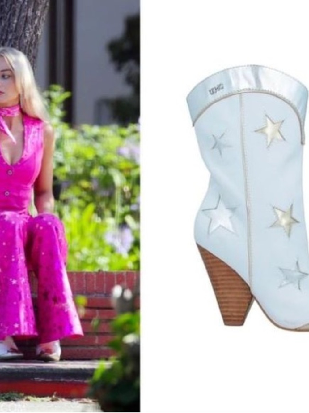Liu Jo White Star-Accent Western Ankle Barbie Boots